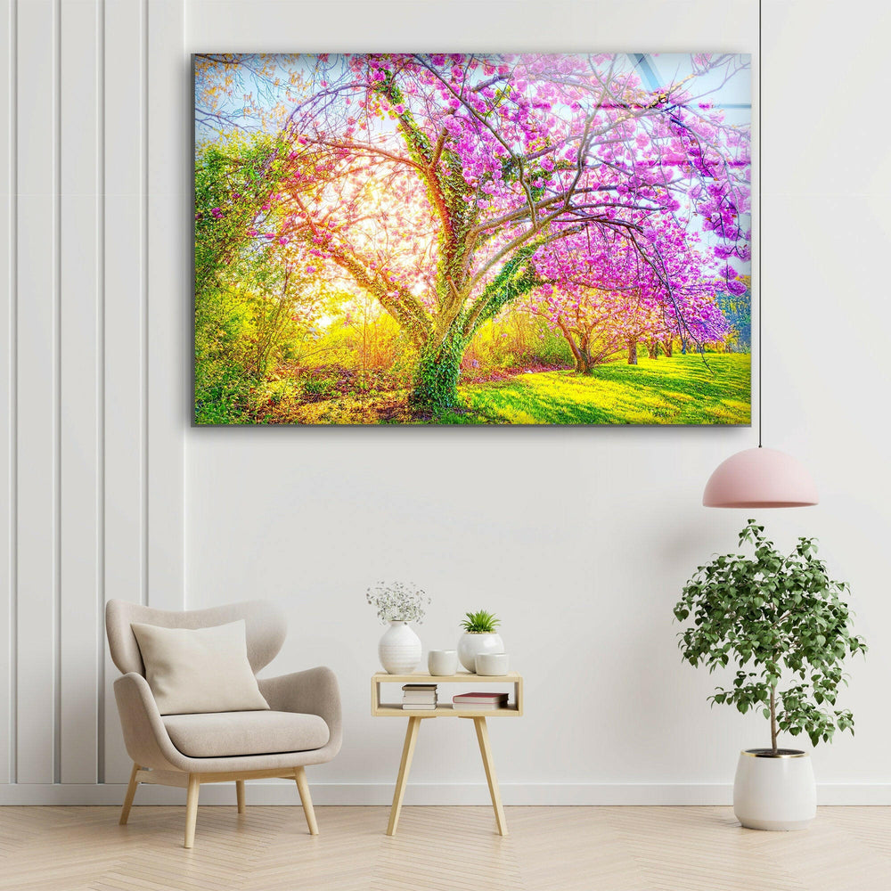 Cherry Blossom Glass Wall Art custom glass photo prints, large glass prints