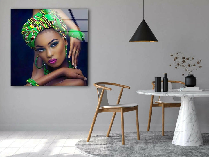 Cool African Woman Glass Wall Art