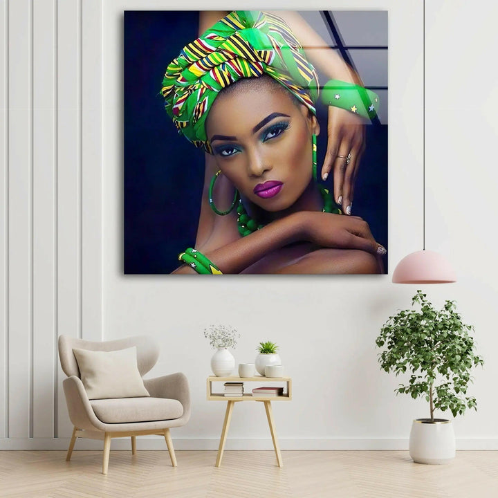 Cool African Woman Glass Wall Art