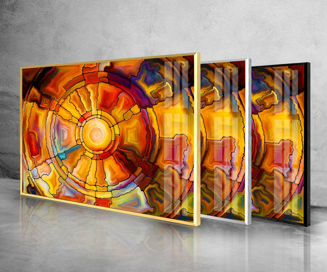 Orange Fractal Art Glass Wall Art glass pictures for Wall, glass prints wall art
