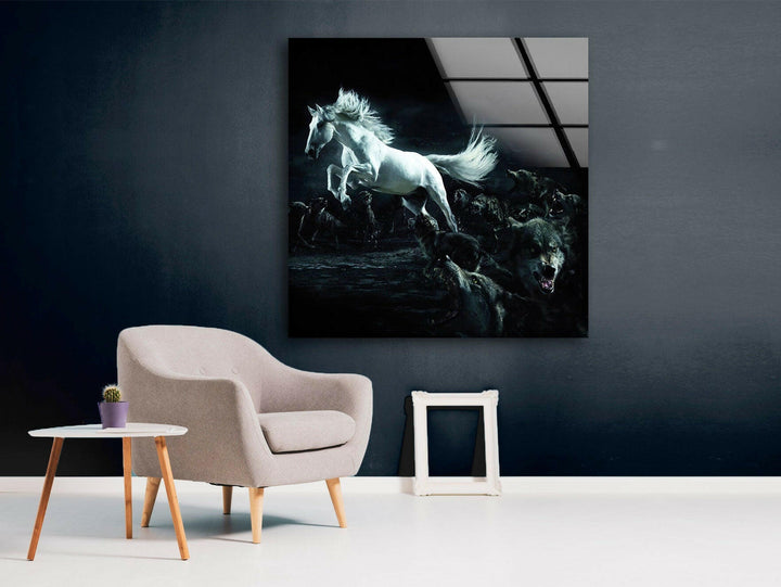 Wolf And Horse Glass Wall Art Glass Printing Wall Art, Print photos on glass