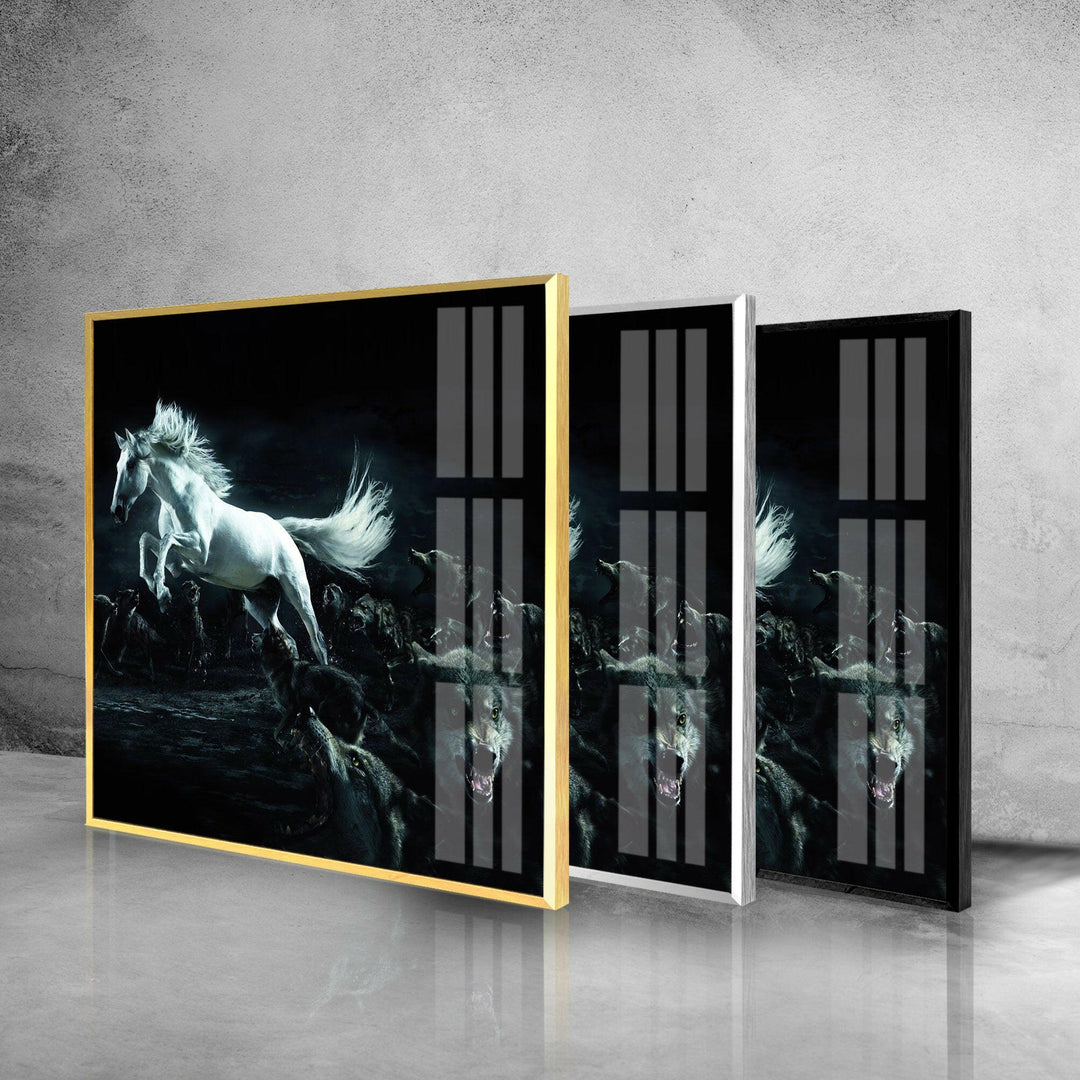 Wolf And Horse Glass Wall Art photo print on glass, prints on glass wall art