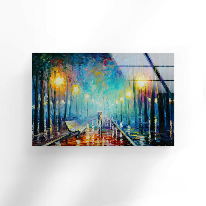 Misty Night Park Glass Wall Art custom glass photo prints, large glass prints