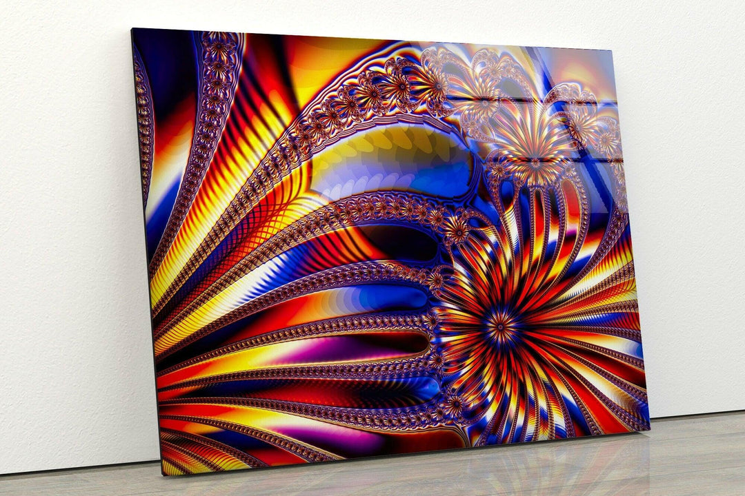 Blue & Orange Abstract Colored Glass Wall Art glass art painting, glass art for the Wall
