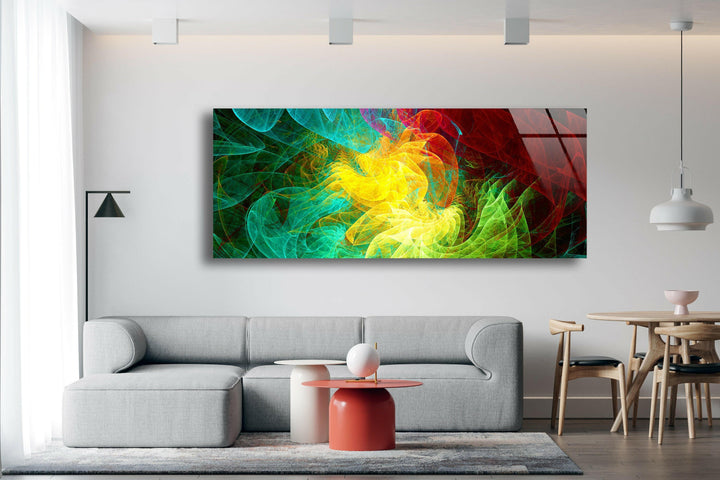 Colorful Fractal Abstract Glass Wall Art print on glass, glass printed photos