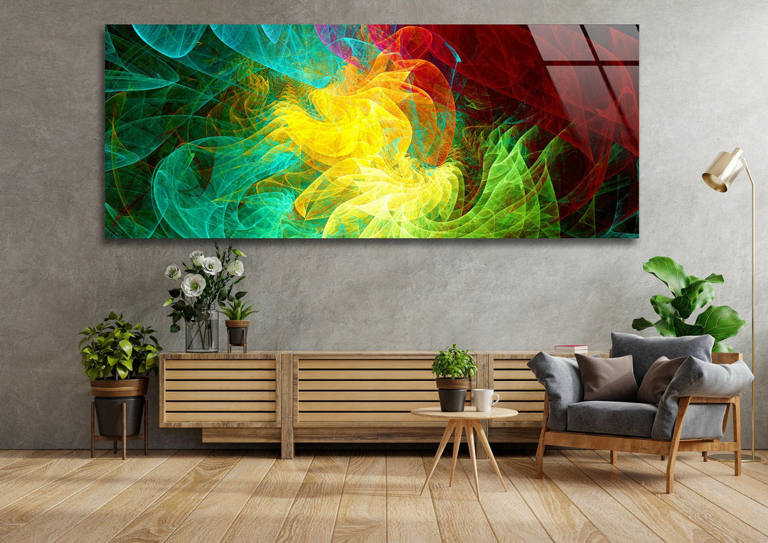 Colorful Fractal Abstract Glass Wall Art glass wall decor, glass wall art decor