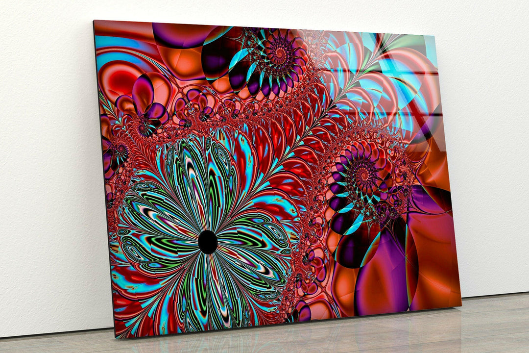 Vivid Abstract Fractal Glass Wall Art, photo print on glass, prints on glass wall art