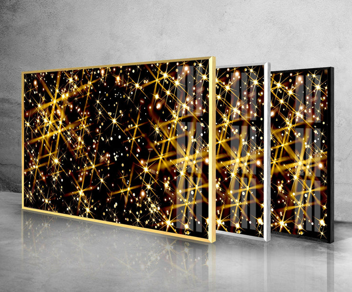 Golden Lights Glass Wall Art, Glass Printing Wall Art, Print photos on glass