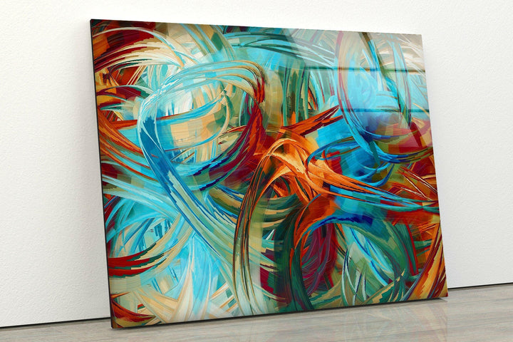 Brightly Blue Abstract Painting Glass Wall Art large glass photo prints, glass wall photos
