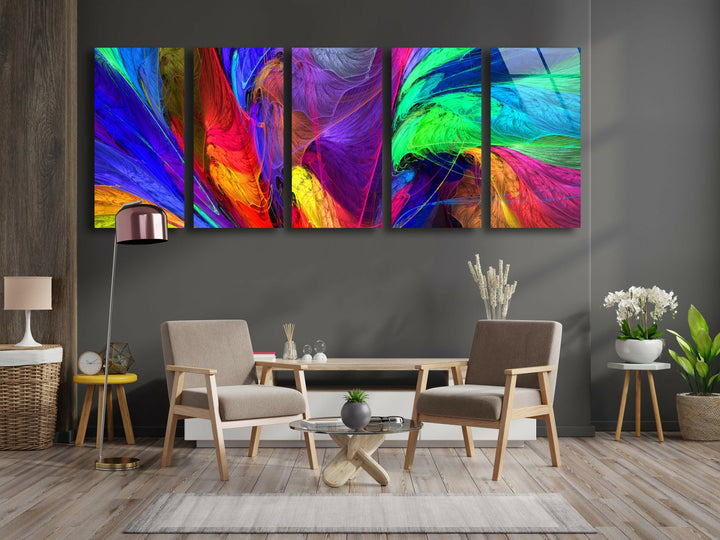 Modern Colorful Abstract Glass Wall Art, custom glass pictures, glass art prints