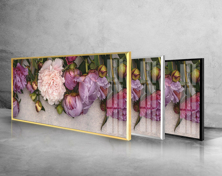 Pink Peony Flowers Glass Wall Art, art glass wall art, glass wall art pictures