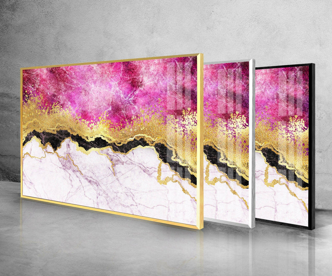 Pink & Gold Marble Glass Wall Art, art glass wall art, glass wall art pictures