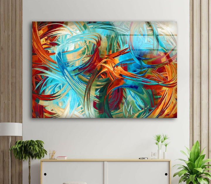 Brightly Blue Abstract Painting Glass Wall Art custom glass pictures, glass art prints
