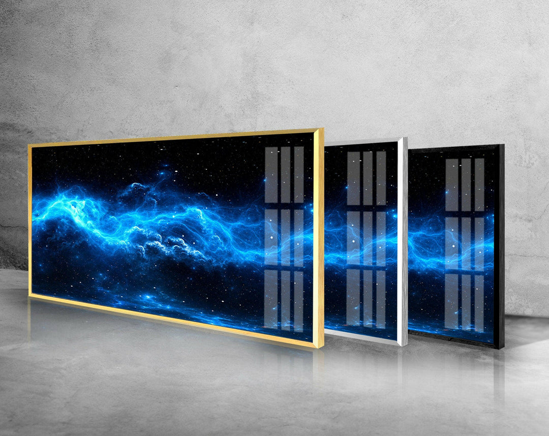 Blue Galaxy & Nebula Star Glass Wall Art, glass pictures for Wall, glass prints wall art