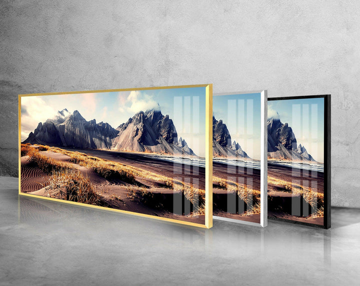 Iceland Colorful Seascape Glass Wall Art, custom glass photo prints, large glass prints