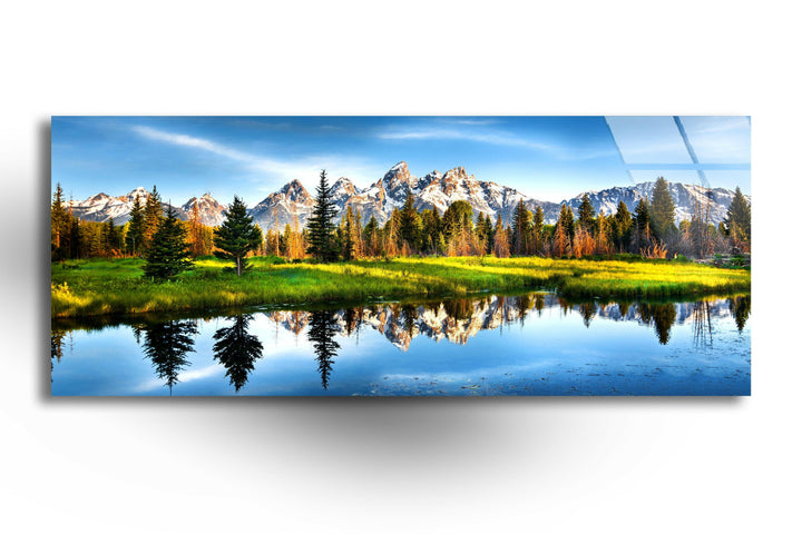 Grand Teton Lake&Nature Landscape Glass Wall Art, print picture on glass, Tempered Glass Wall Art