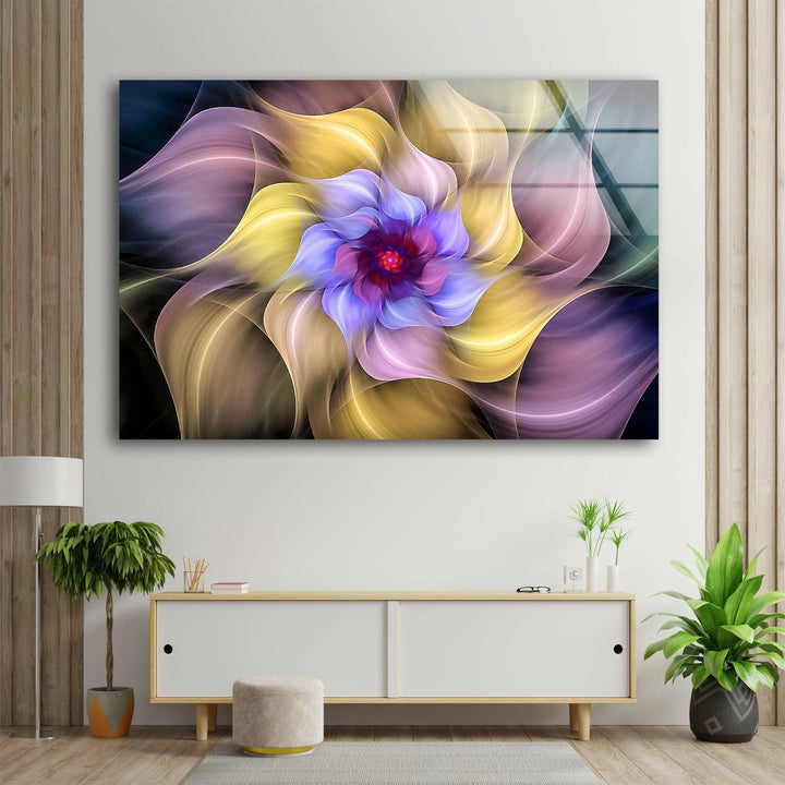 Fractal Colorful Flower Glass Wall Art, large glass photo prints, glass wall photos