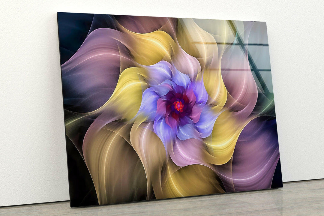 Fractal Colorful Flower Glass Wall Art, photo print on glass, prints on glass wall art