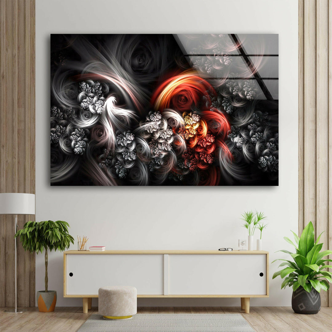 Black and Red Fractal Glass Wall Art , glass image printing, glass prints from photos