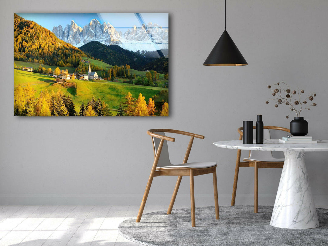 Val Di Funes Landscape Glass Wall Art glass image printing, glass prints from photos