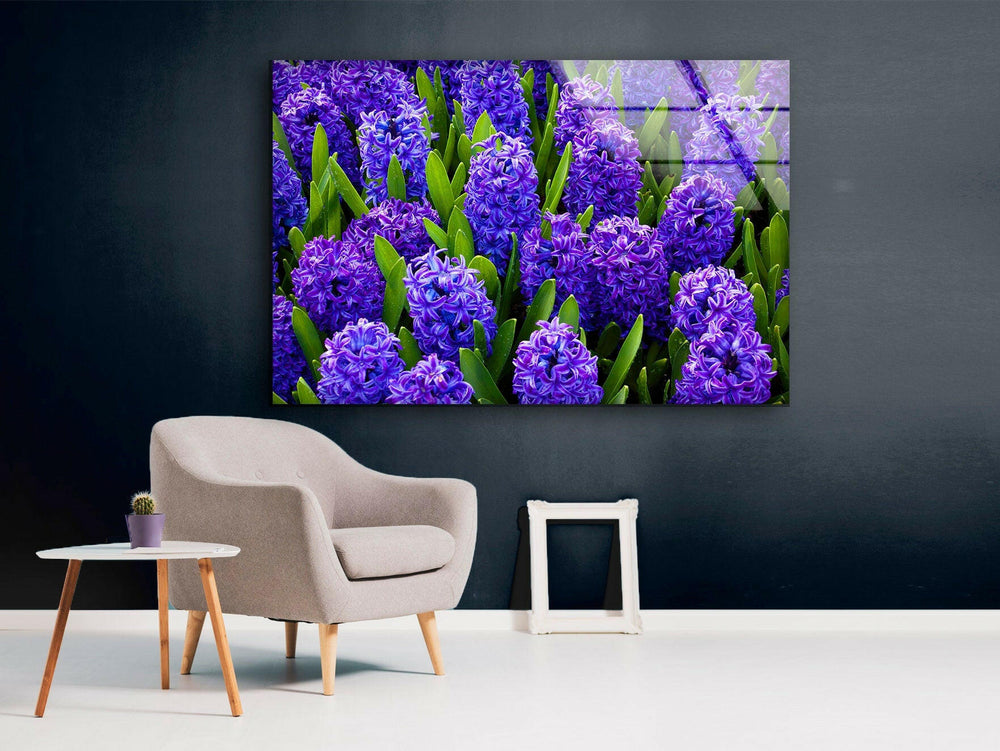 Hyacinth Flower in Garden Glass Wall Art glass art painting, glass art for the Wall