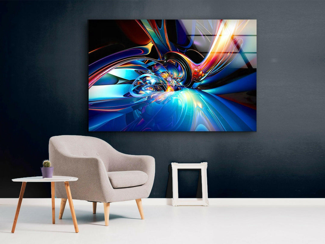 Fractal Blue Abstract Glass Wall Art glass photo prints, glass picture prints