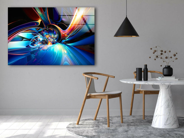 Fractal Blue Abstract Glass Wall Art Glass Printing Wall Art, Print photos on glass