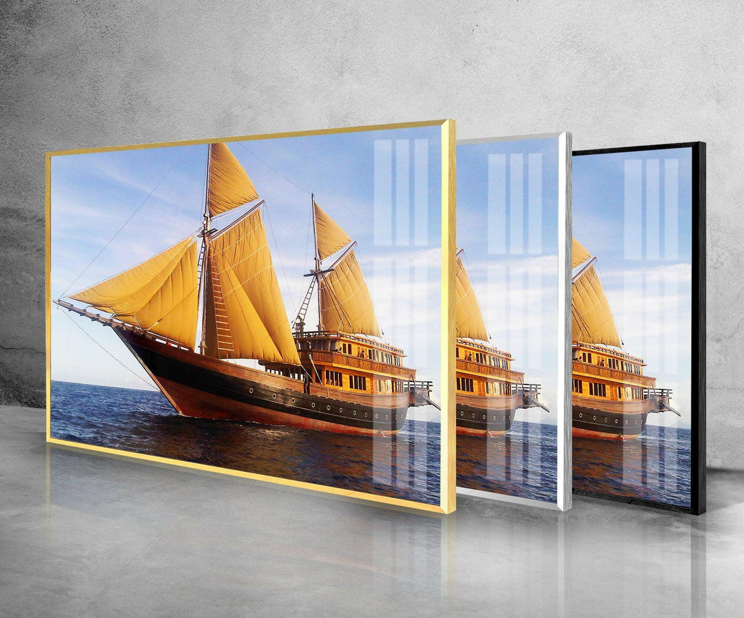 Sailing Yacht Nautical Glass Wall Art print on glass, glass printed photos