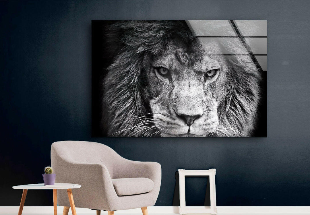 Gray Lion Animal Glass Wall Art art glass wall art, glass wall art pictures