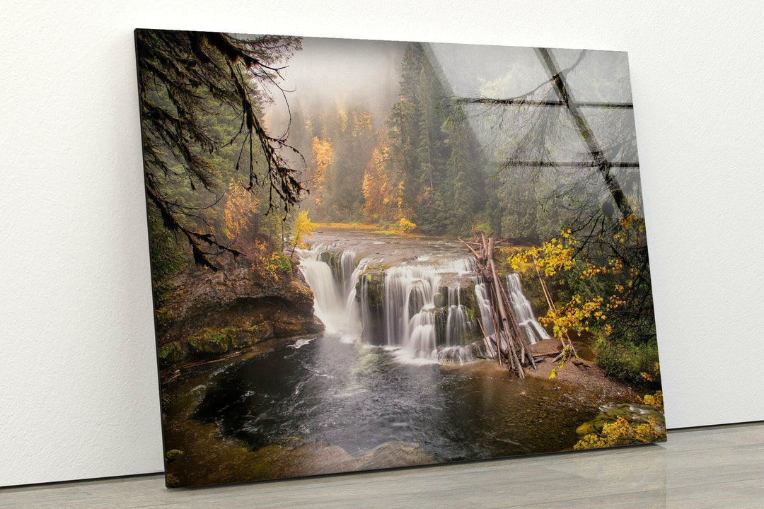 Lower Lewis River Falls Glass Wall Art custom glass photo prints, large glass prints