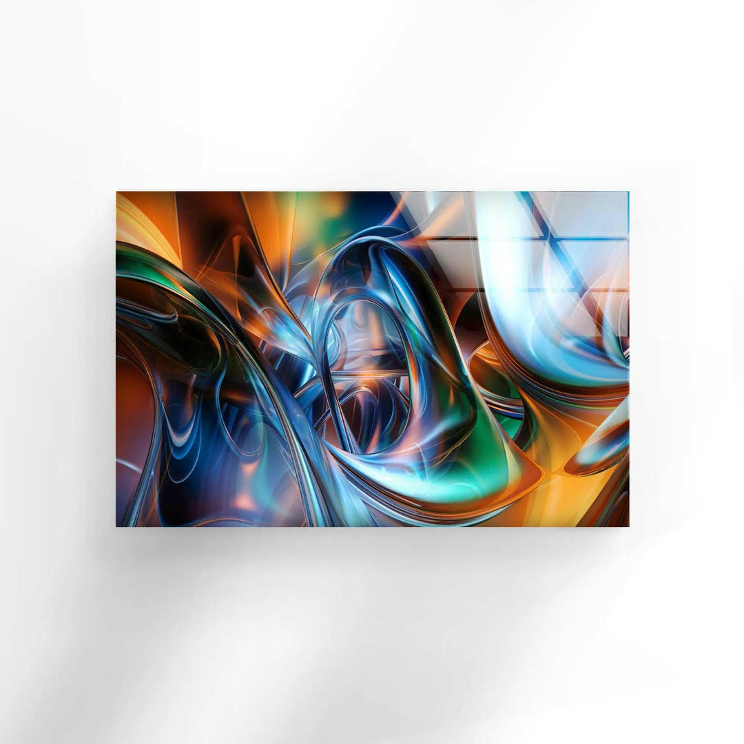 Blue Digital Fractal Artwork Glass Wall Art glass art painting, glass art for the Wall
