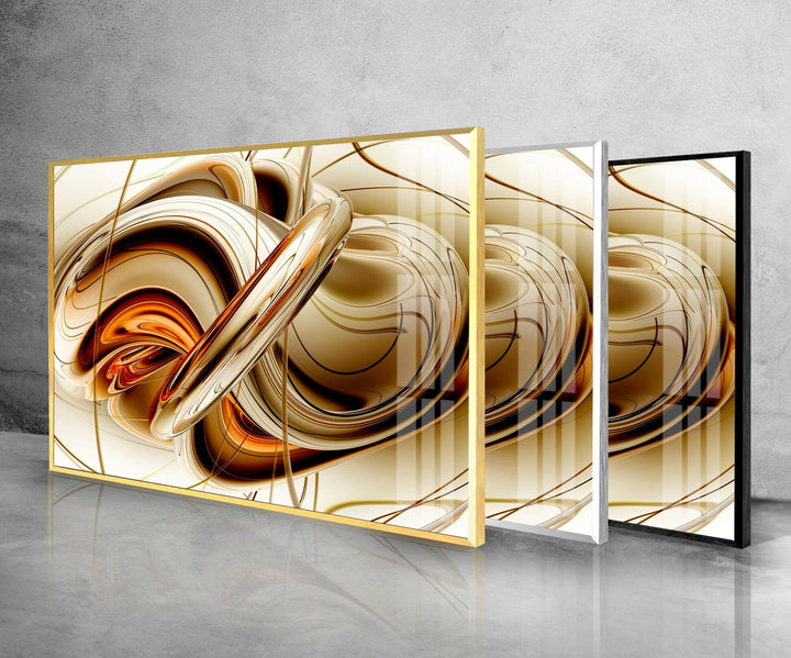 Brown Modern Fractal Art Glass Wall Art