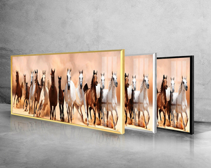 Running Horses In The Desert Glass Wall Art, custom glass pictures, glass art prints