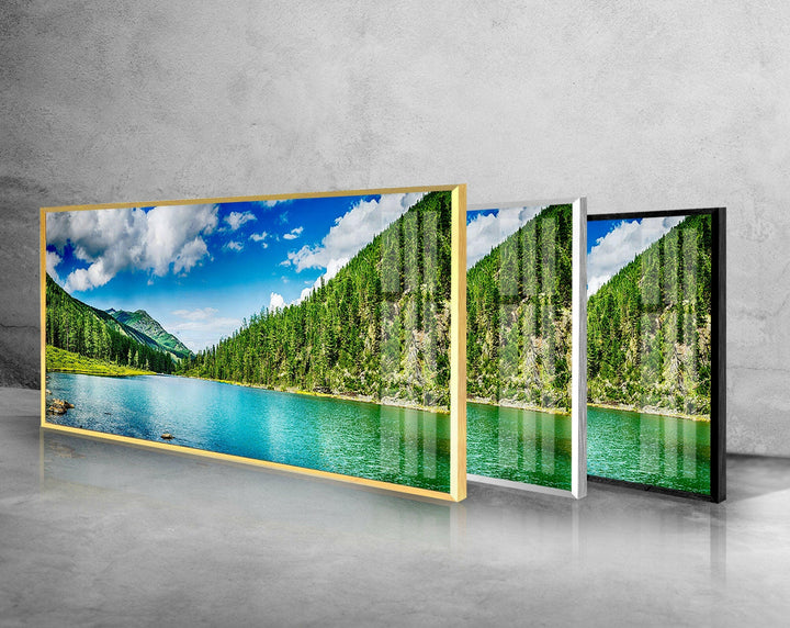 Mountain & Lake Landscape Glass Wall Art, glass pictures for Wall, glass prints wall art