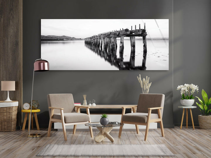 Old Wooden Railway Bridge Glass Wall Art, print picture on glass, Tempered Glass Wall Art