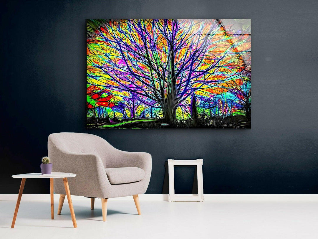 Colourful Tree of Life Glass Wall Art