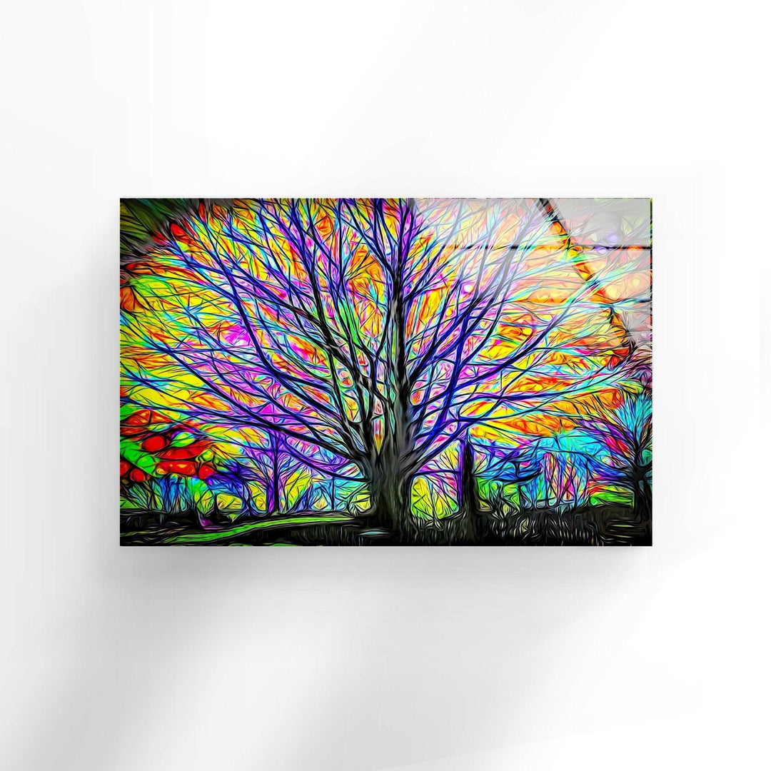 Colourful Tree of Life Glass Wall Art