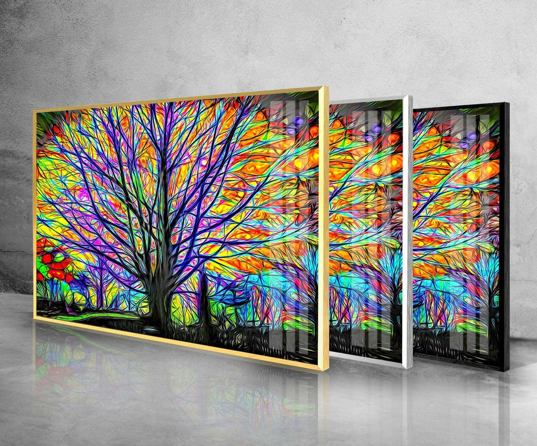 Colourful Tree of Life Glass Wall Art