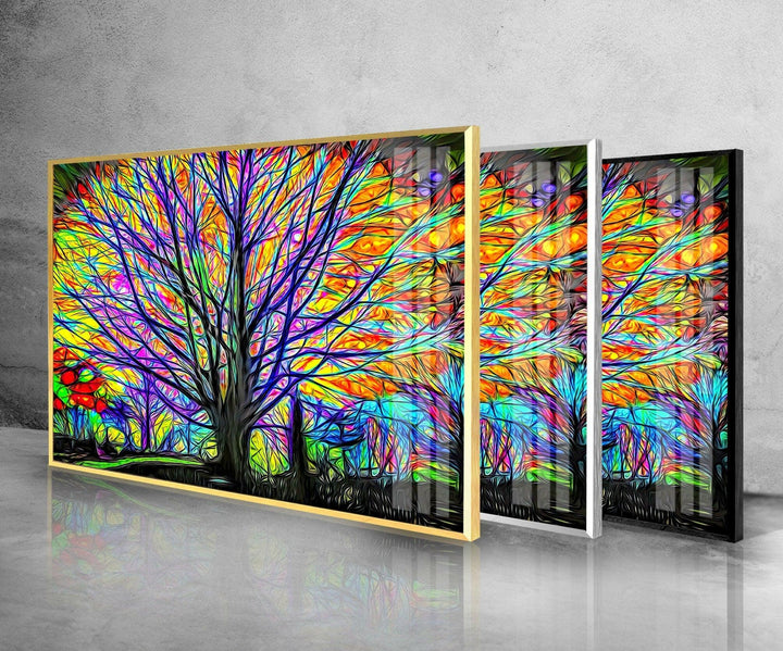 Colourful Tree of Life Glass Wall Art