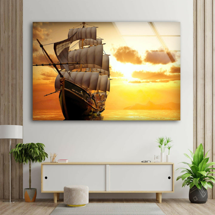 Sailer and Sunset Glass Wall Art picture on glass wall art, photos printed on glass