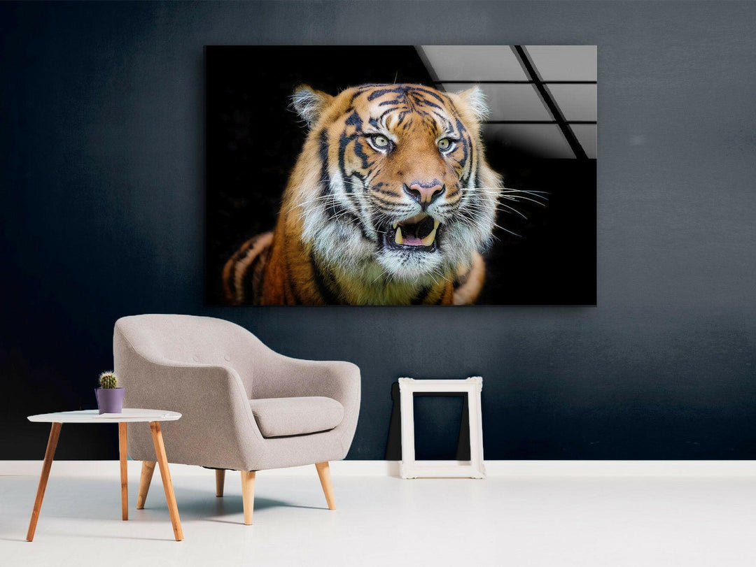 Sumatran Tiger Glass Wall Art print on glass, glass printed photos