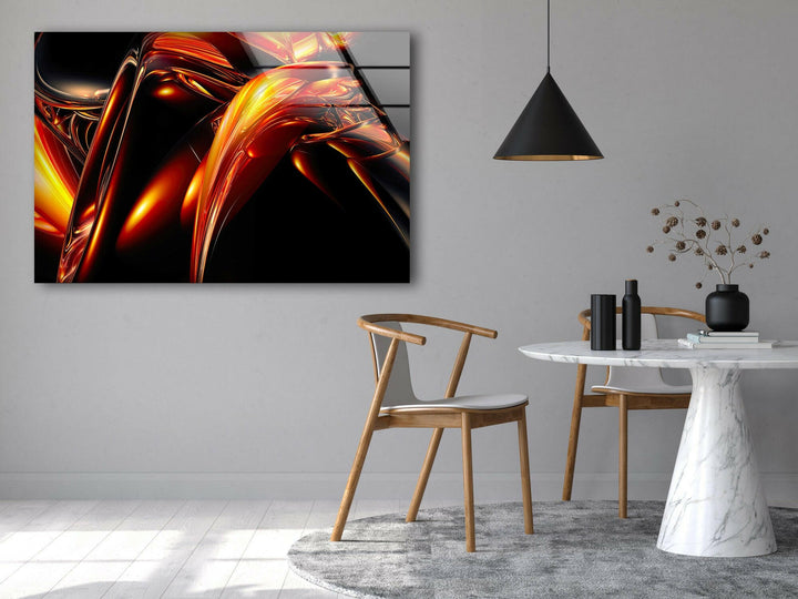 Orange & Black Fractal Abstract Glass Wall Art glass photo prints, glass picture prints
 