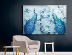 Blue Feather Peacock Glass Wall Art Glass Printing Wall Art, Print photos on glass