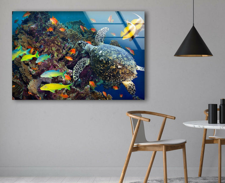 Undersea Fishes Glass Wall Art glass pictures for Wall, glass prints wall art