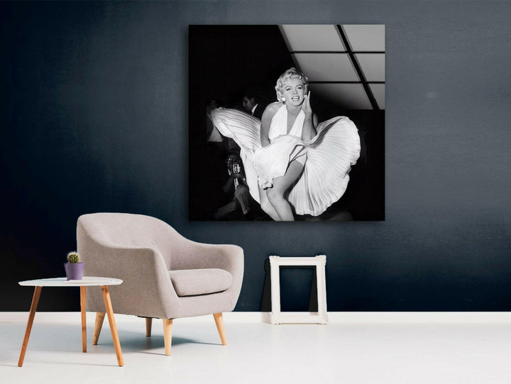 Marilyn Monroe White & Black Glass Wall Art glass image printing, glass prints from photos
