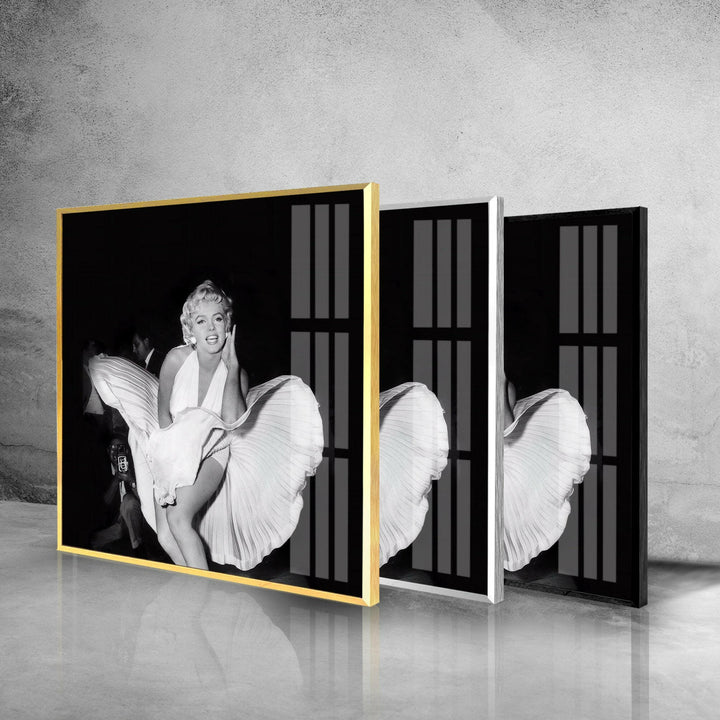 Marilyn Monroe White & Black Glass Wall Art stained glass wall art, stained glass wall decor
