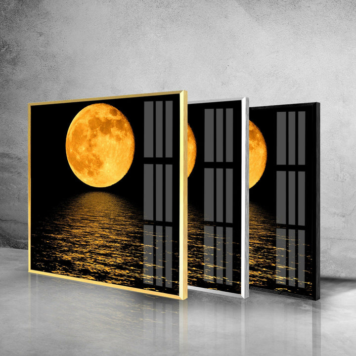 Moonlight Orange Glass Wall Art print on glass, glass printed photos