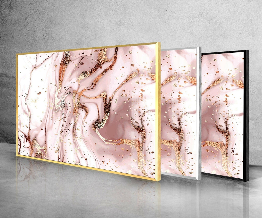 Rose Gold Alcohol ink Glass Wall Art