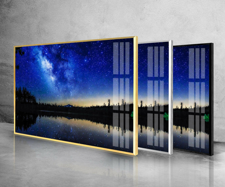 Milky Way in the Night Sky Glass Wall Art photo print on glass, prints on glass wall art