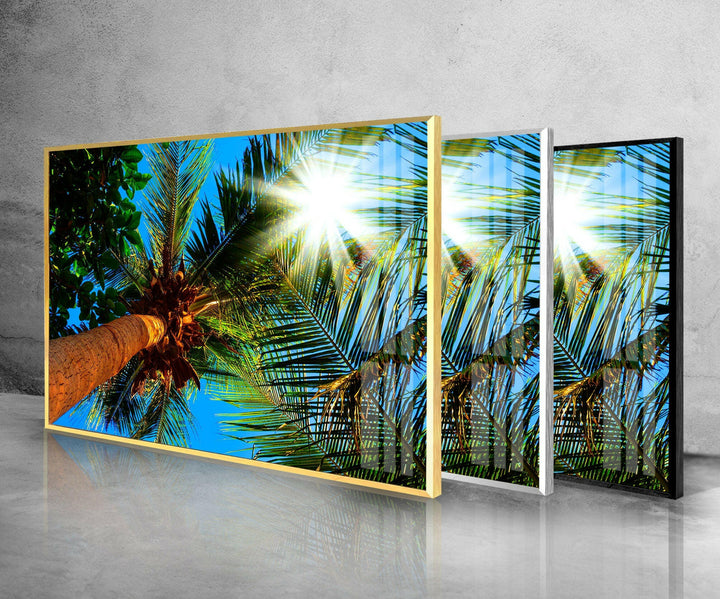 Palm Trees On A Sunny Glass Wall Art glass wall decor, glass wall art decor